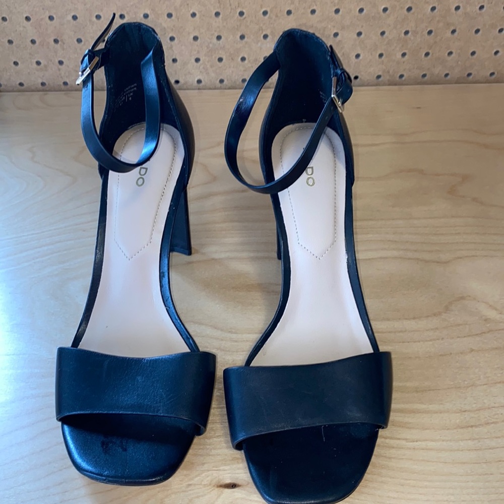 Aldo 20Jeremy Black Leather Heels